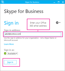 Sign-up for Skype for Business