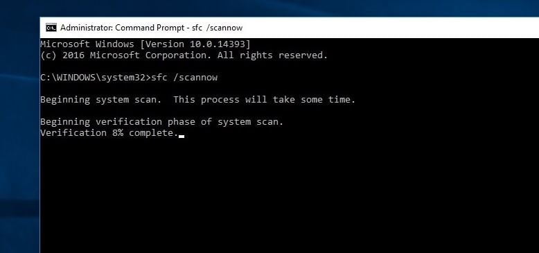 Utilidad de comprobación de archivos de sistema Windows 10